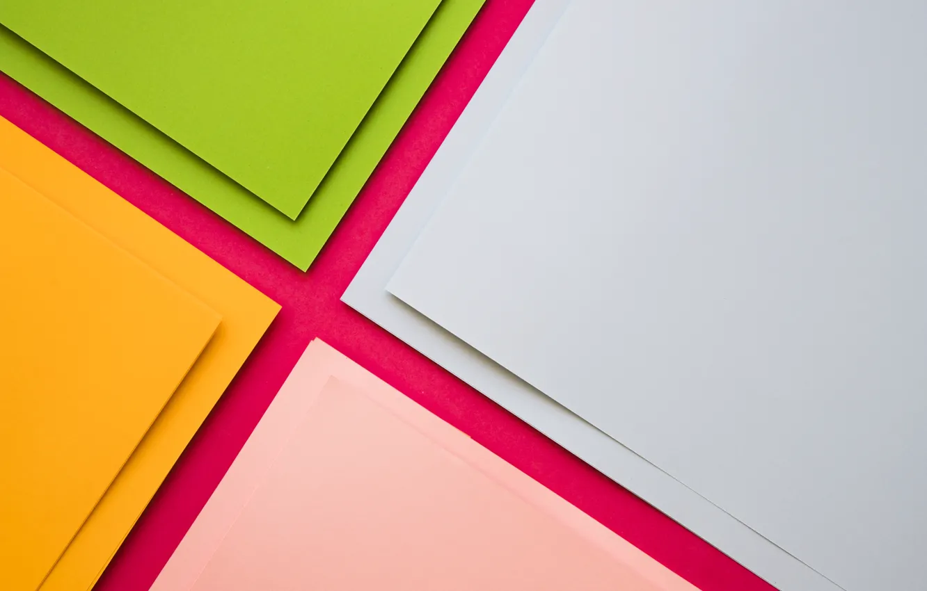 Photo wallpaper green, geometry, design, yellow, pink, Colorful, papers, material