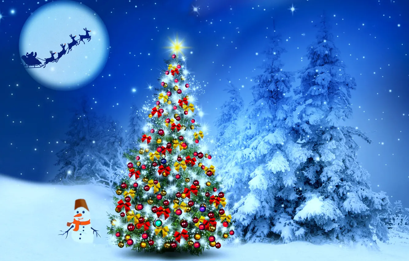 Photo wallpaper winter, holiday, photoshop, a remake