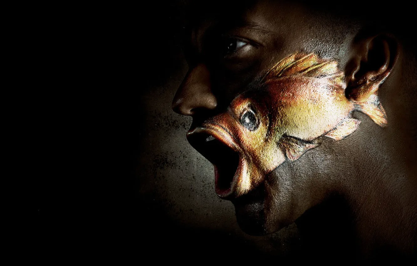 Photo wallpaper fish, mouth, goldfish, male, mouth