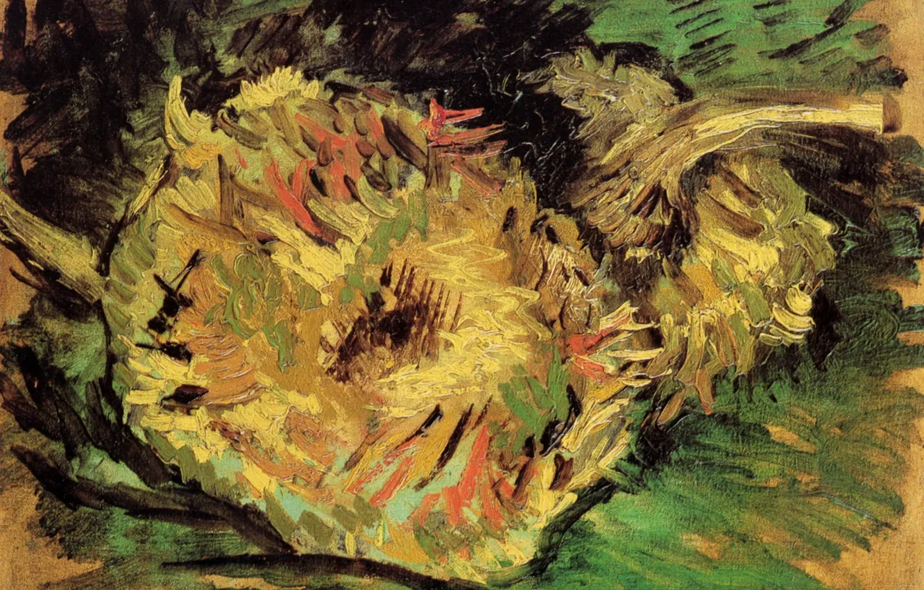 Photo wallpaper sunflowers, Vincent van Gogh, Two Cut Sunflowers