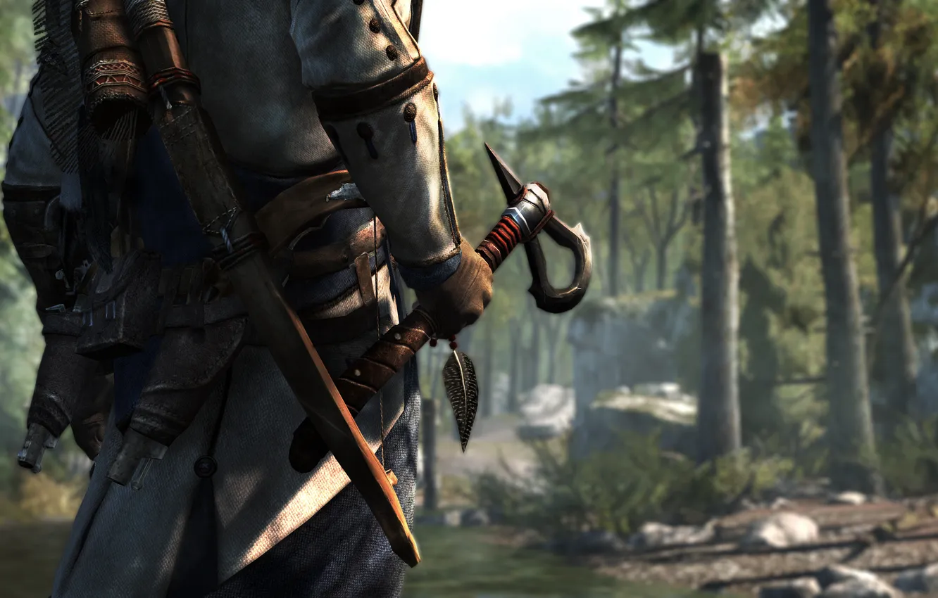 Photo wallpaper forest, bow, Assassin's Creed 3, Assassin’s Creed III, Connor Kenuey, taper
