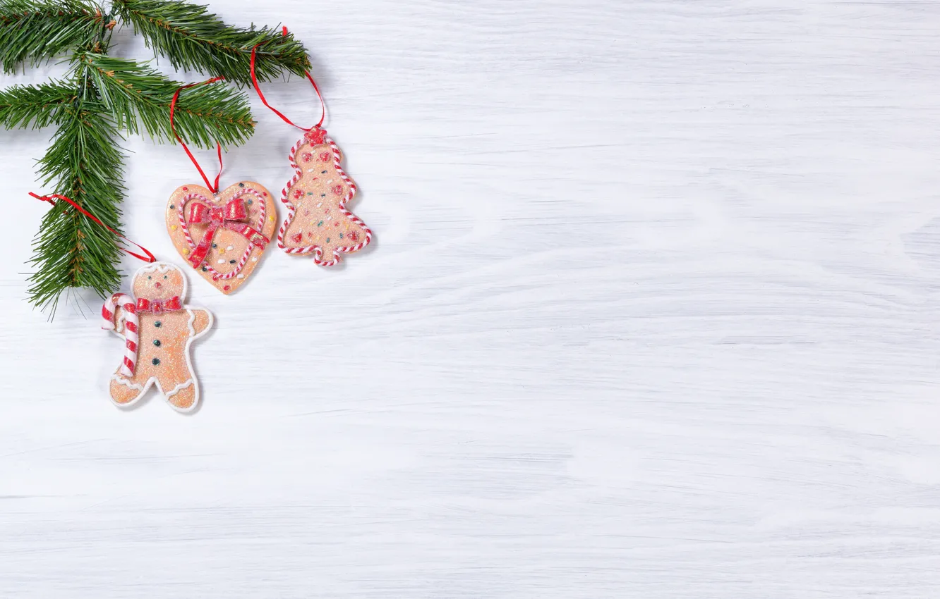 Photo wallpaper tree, New Year, cookies, Christmas, wood, Merry Christmas, Xmas, cookies