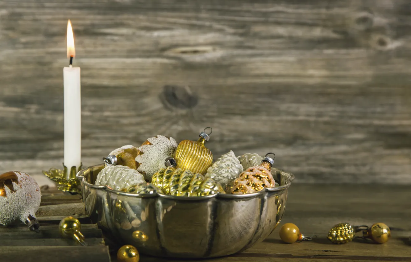 Photo wallpaper new year, candles, Christmas