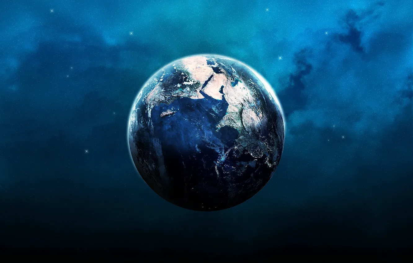 Photo wallpaper light, blue, earth, planet
