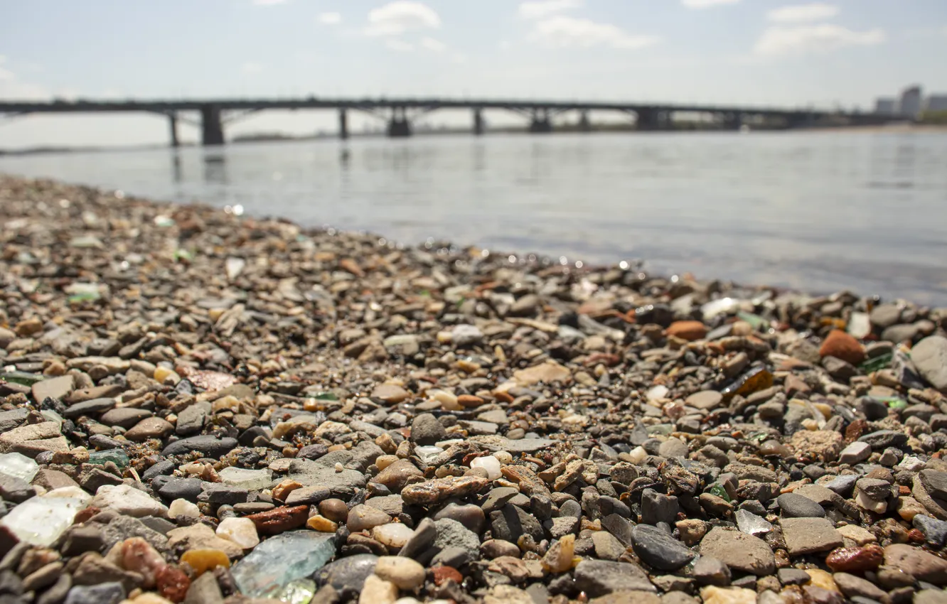 Photo wallpaper bridge, river, stones, shore, Obi, Archanicum, Canon 200D