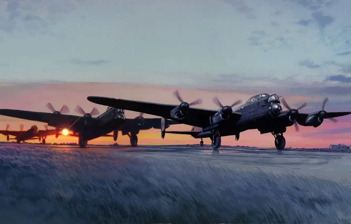 Photo wallpaper war, art, painting, aviation, ww2, Avro Lancaster
