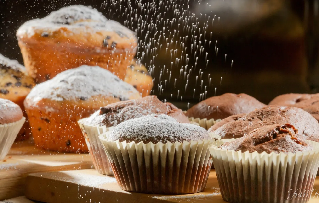 Photo wallpaper cakes, cupcakes, powdered sugar