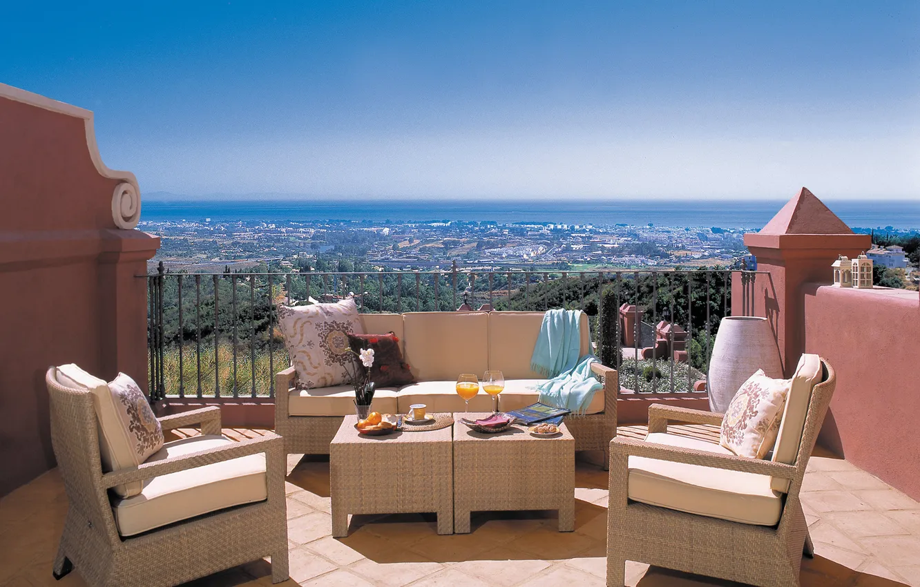 Photo wallpaper the city, Villa, view, horizon, balcony, MONTE HALCONES view