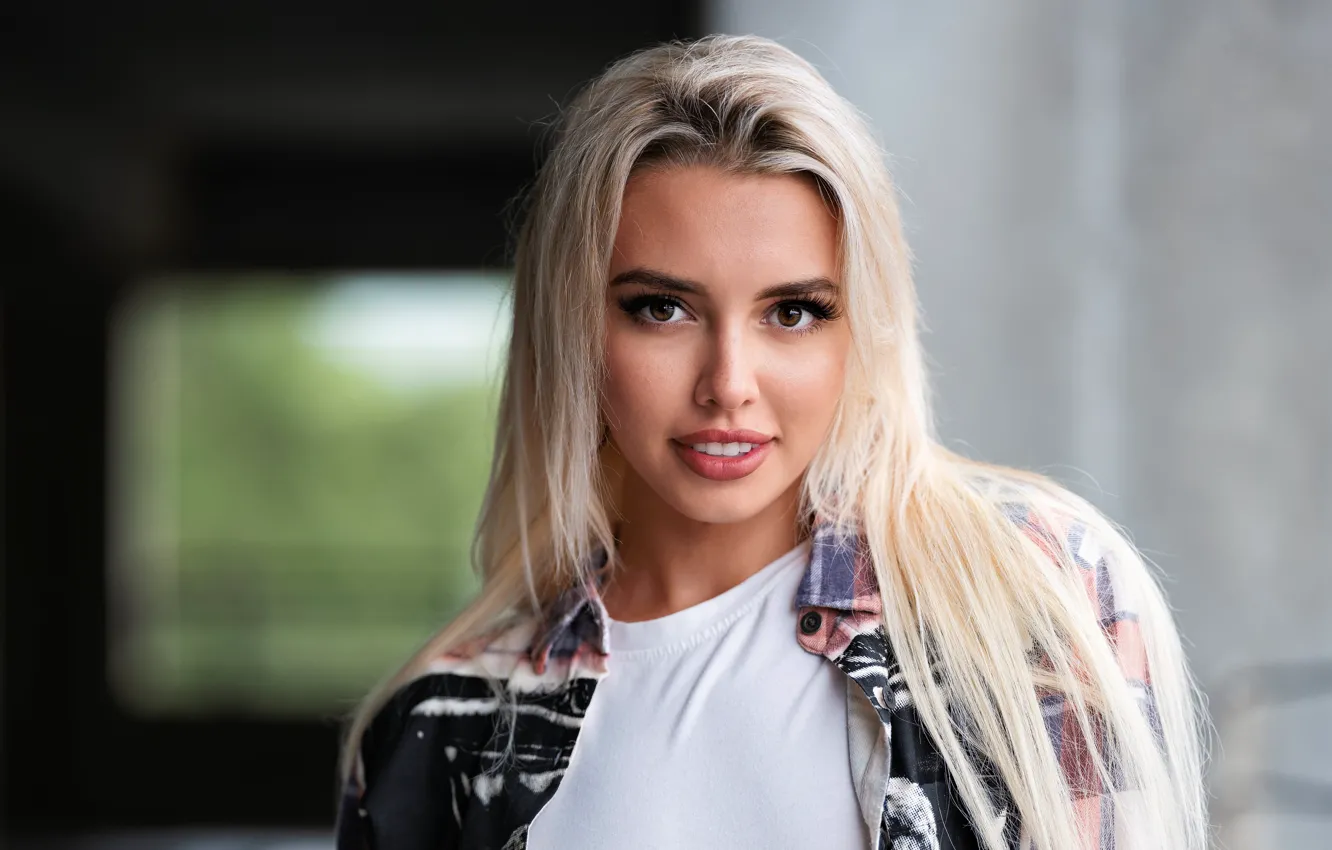 Photo wallpaper look, background, model, portrait, makeup, hairstyle, blonde, beauty