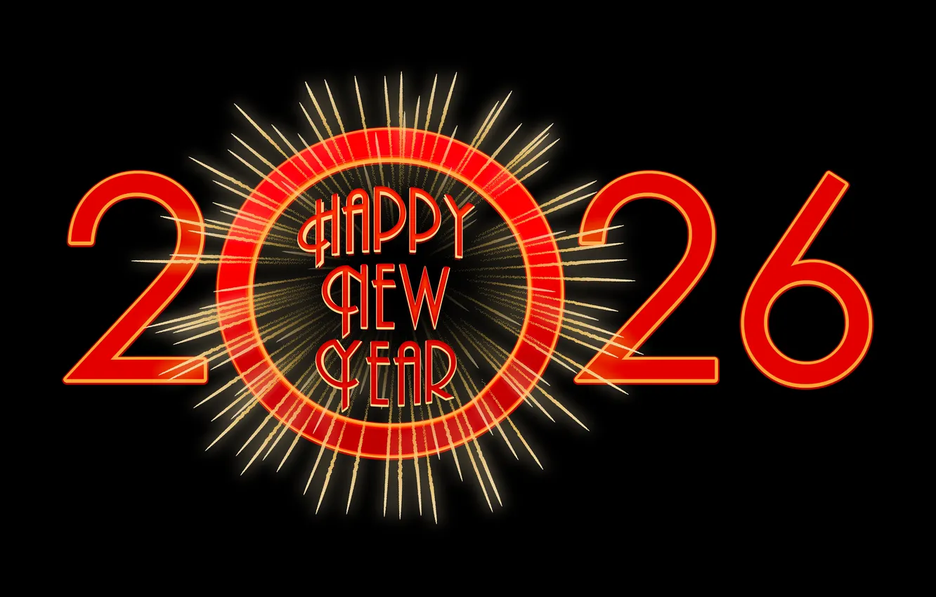 Photo wallpaper New Year, Black background, Celebrations, 2026 New Year, Happy New Year 2026