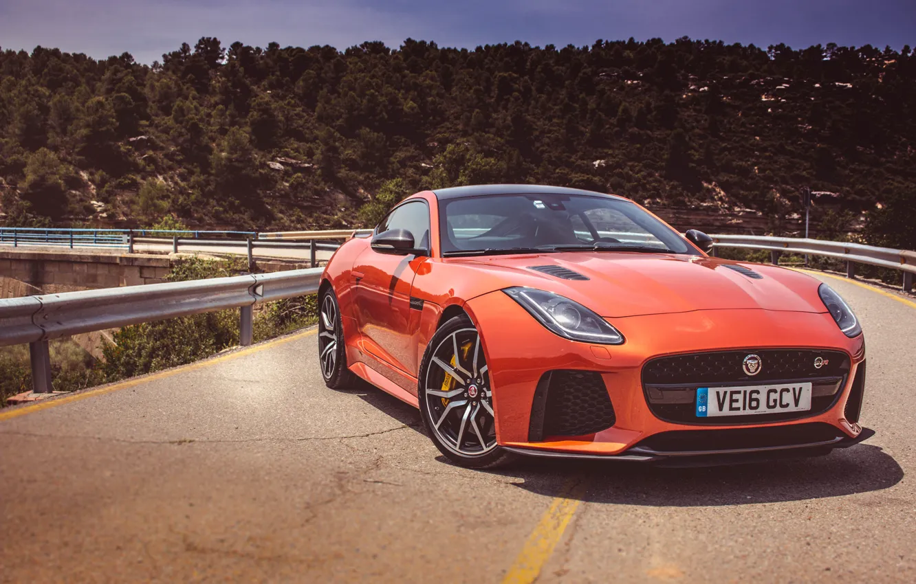 Photo wallpaper Jaguar, Orange, F-Type, SVR