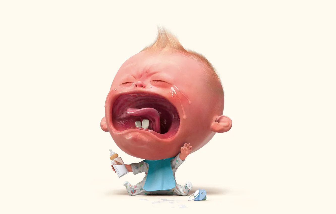 Photo wallpaper baby, miscellaneous, yelling, crying