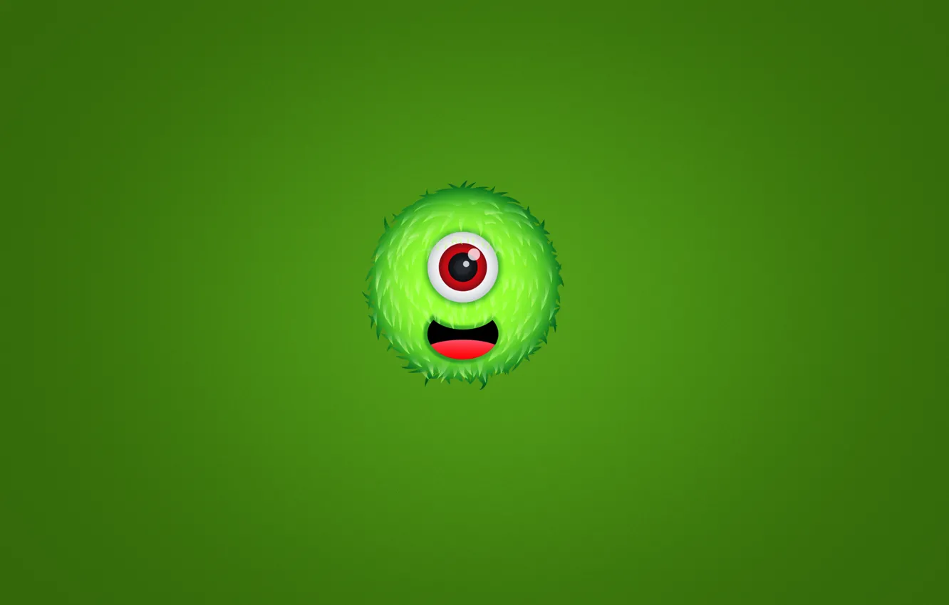 Photo wallpaper green, smile, green, monster, hairy, monster, crank, one-eyed