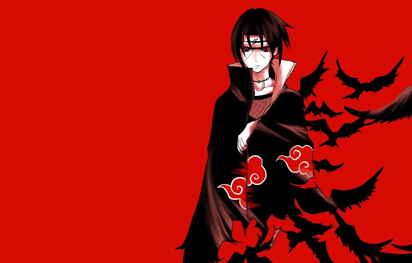 Photo wallpaper Naruto, Naruto, red background, Uchiha Itachi