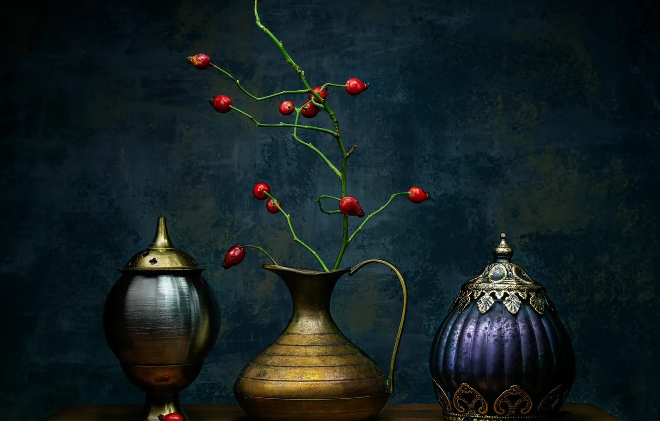 Photo wallpaper background, briar, pitcher, still life