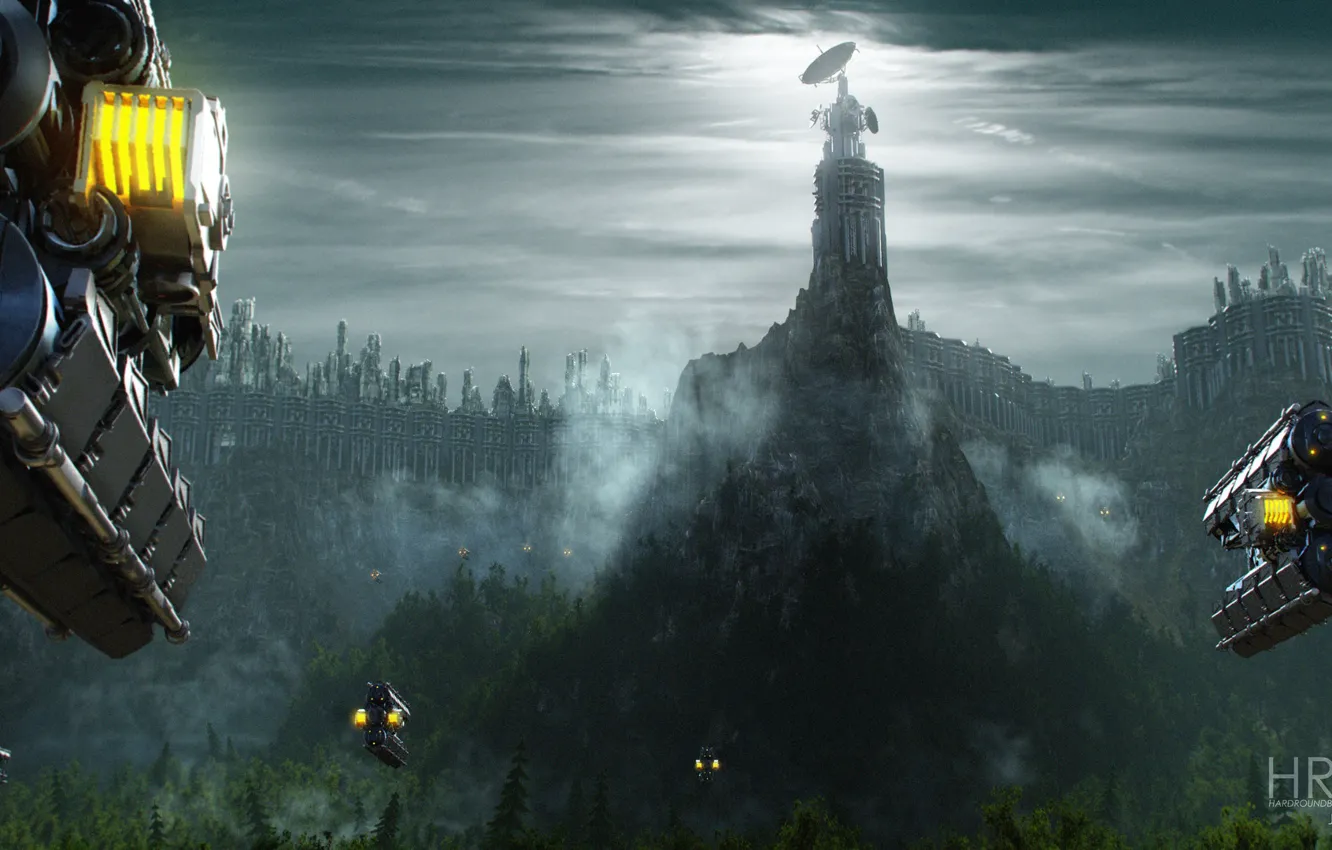Photo wallpaper forest, antenna, fortress, citadel mesa, Surprise attack