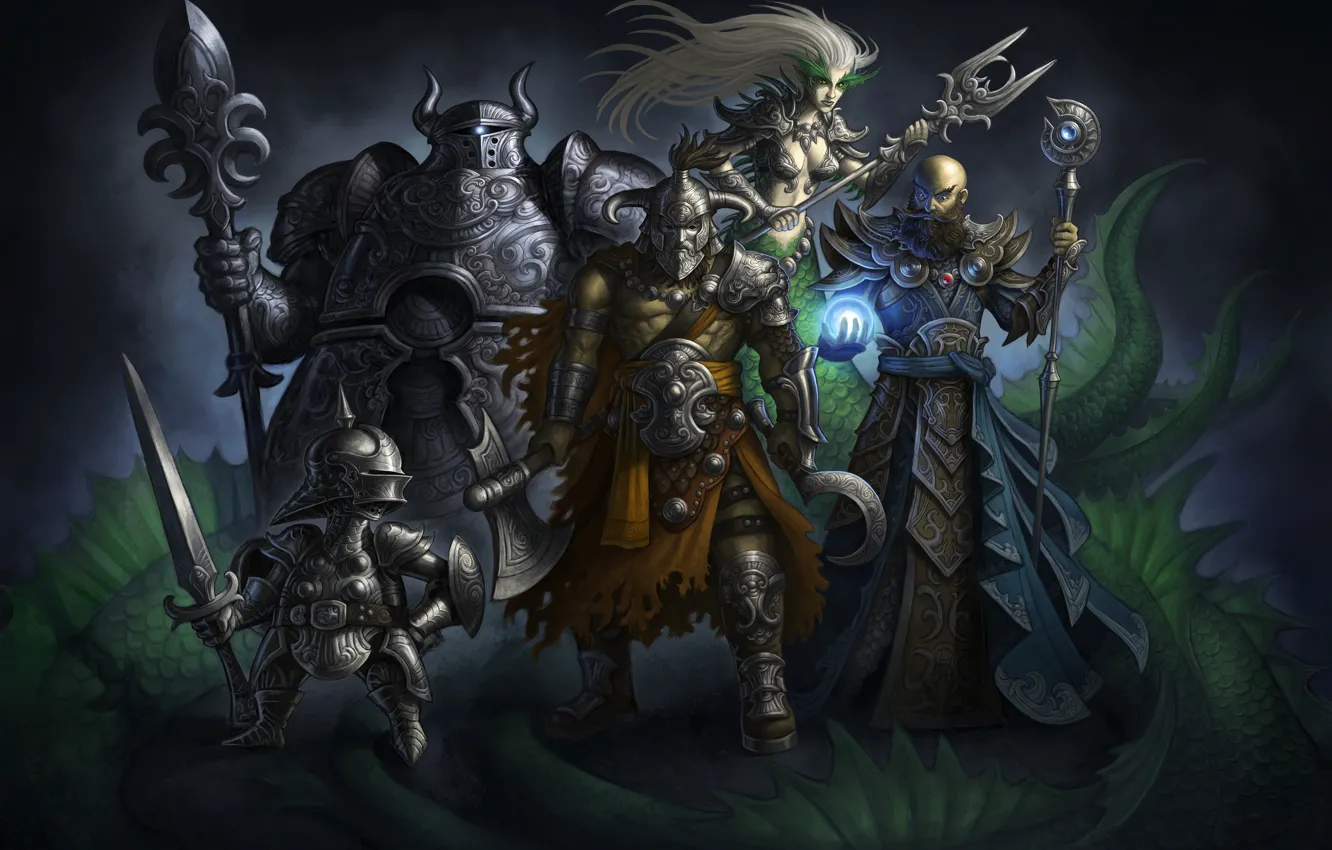 Photo wallpaper Armor, Magic, Swords, Warriors, Heroes Villains, Staves