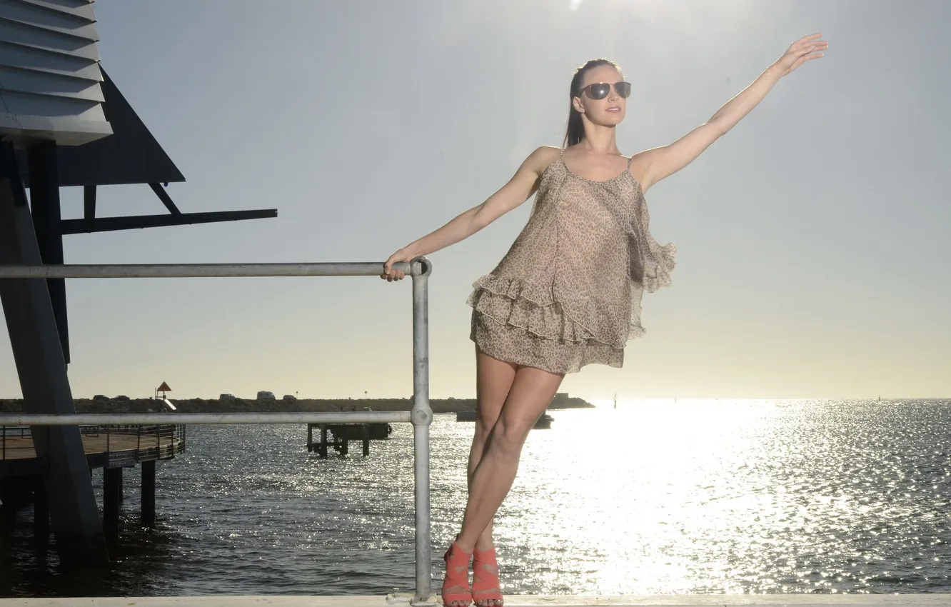 Photo wallpaper sea, girl, light