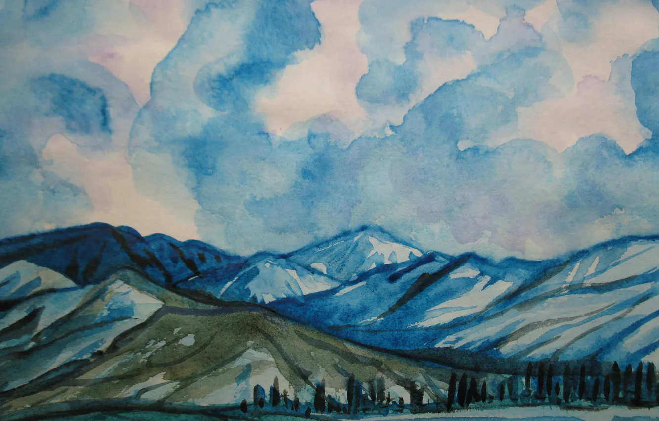 Photo wallpaper the sky, landscape, mountains, blue, Figure, ranges