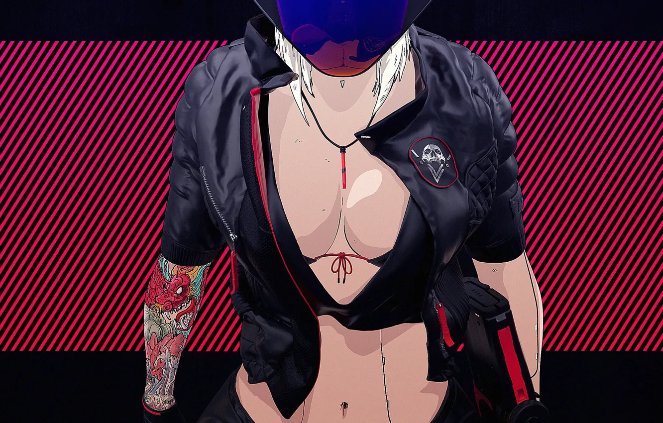 Photo wallpaper chest, girl, style, figure, tattoo, art, tattoo, girl