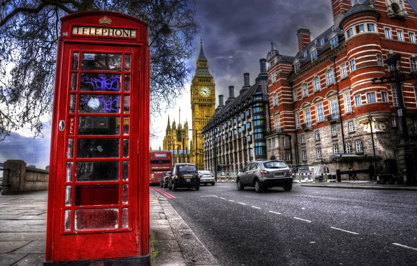 Photo wallpaper street, England, London, Big Ben, street photography