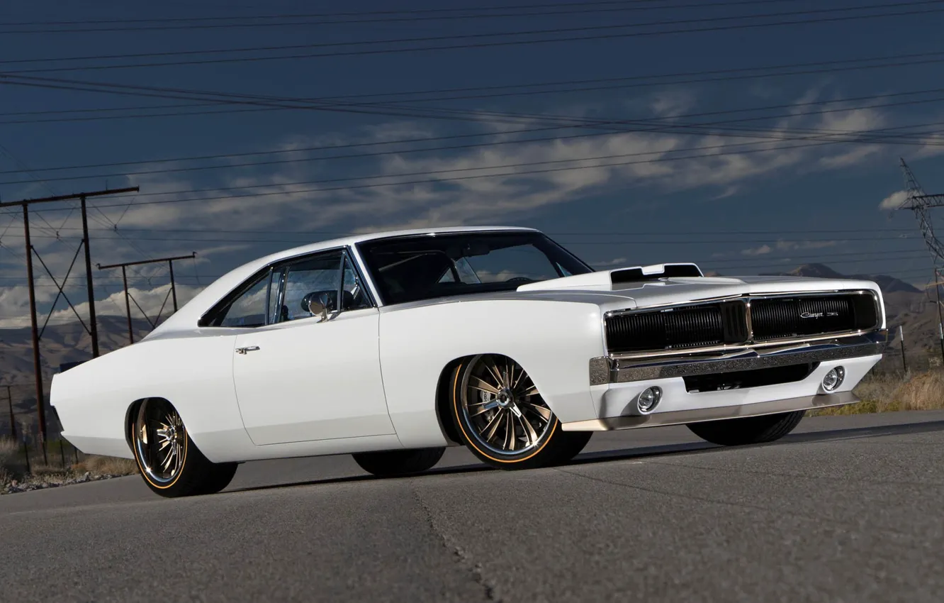Photo wallpaper Dodge, Front, Coupe, Charger, White, Dodge Charger, Muscle car, Vehicle