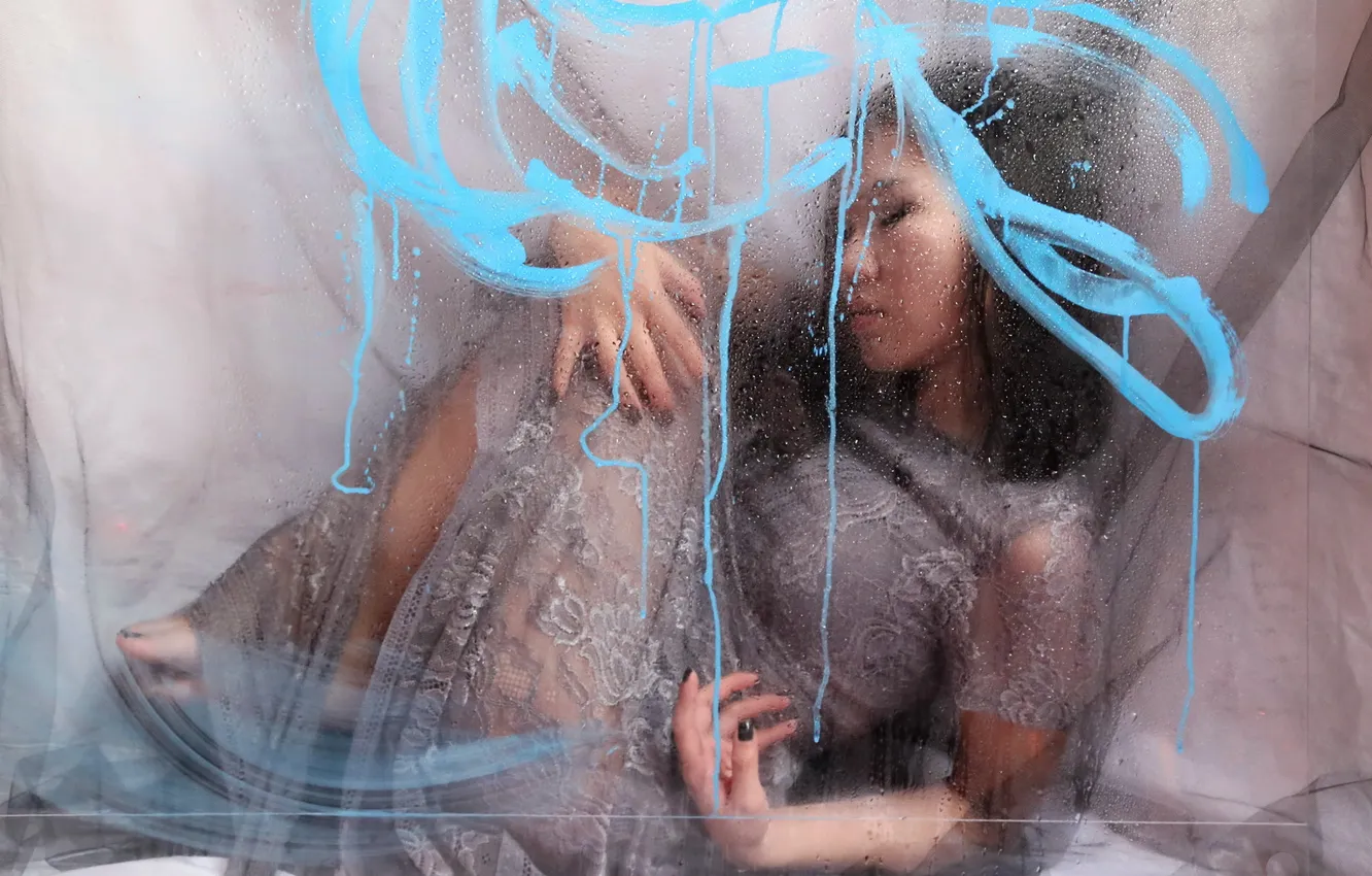 Photo wallpaper glass, girl, background