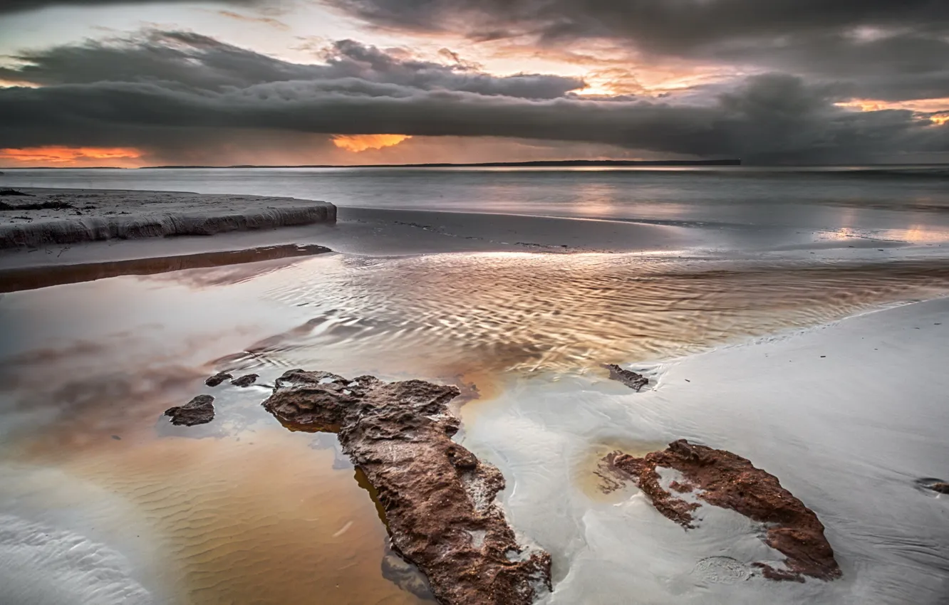 Photo wallpaper sea, landscape, sunset