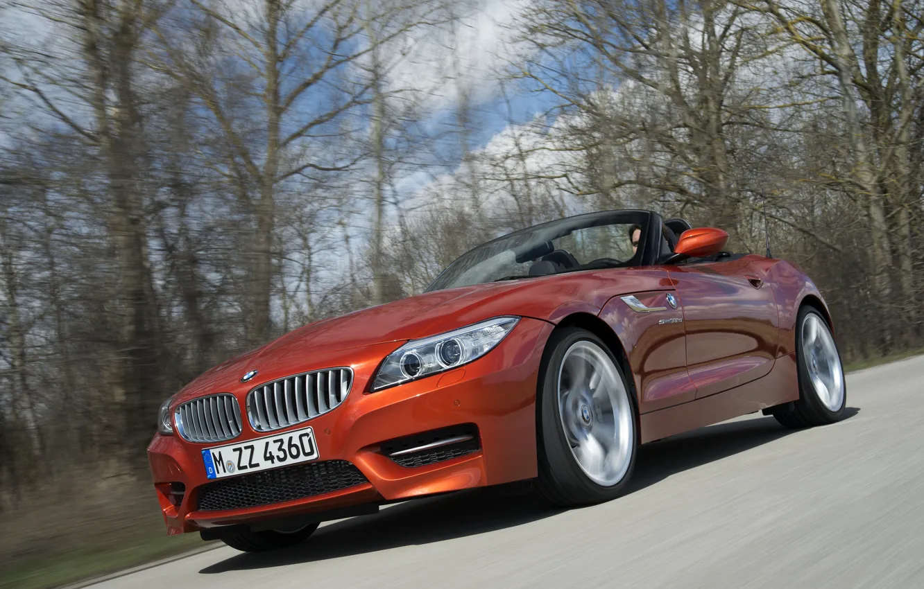 Photo wallpaper forest, movement, BMW, Roadster, 2013, E89, BMW Z4, Z4