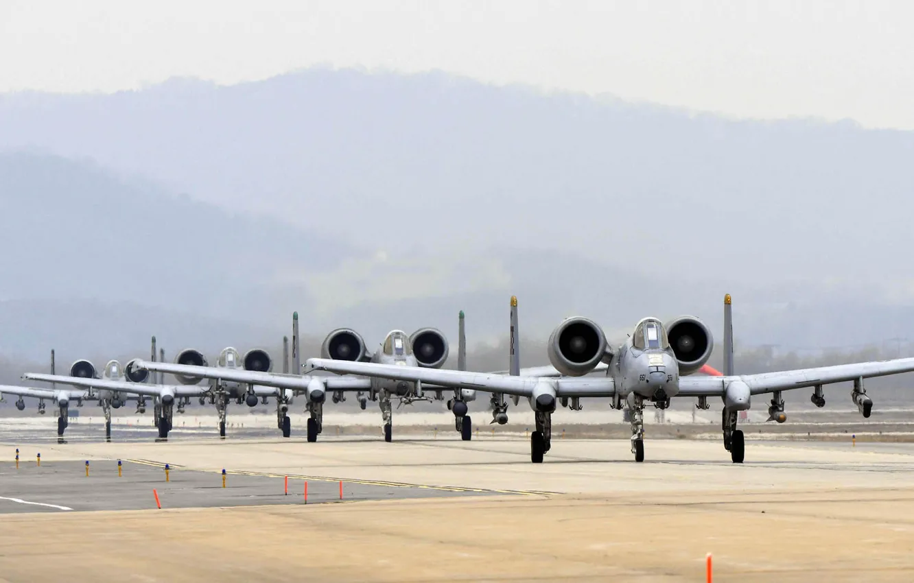 Photo wallpaper A-10, UNITED STATES AIR FORCE, Thunderbolt II, American single, Fairchild Republic, taxiing, twin-engine attack aircraft