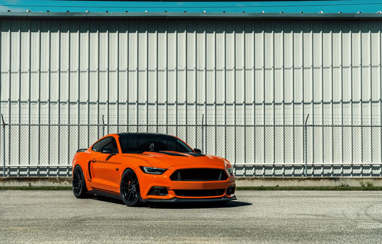 Photo wallpaper Mustang, Ford, Orange