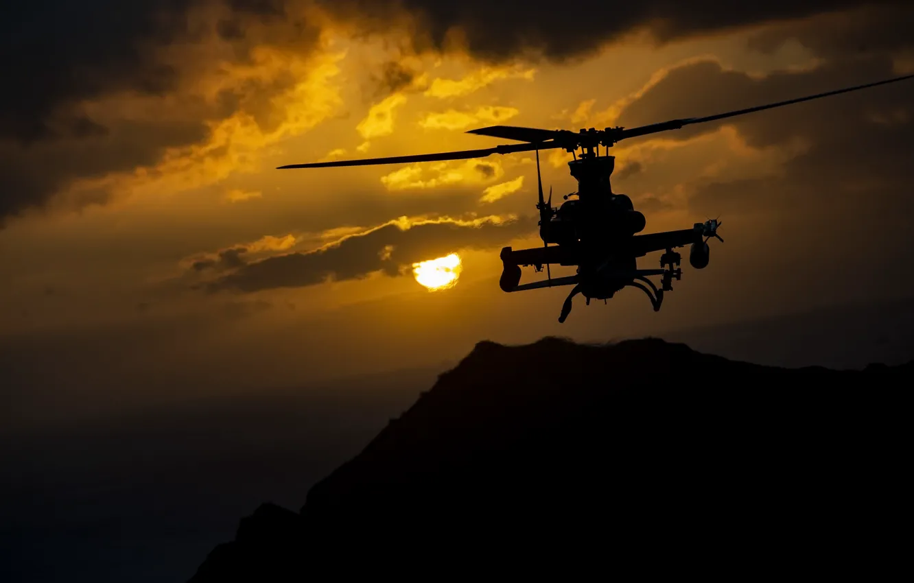 Photo wallpaper the sky, night, helicopter