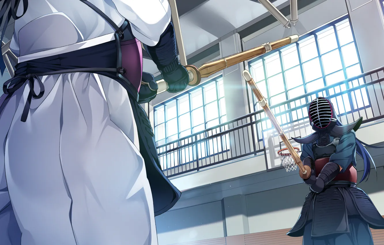 Photo wallpaper sport, two, Grisaia: Phantom Trigger, wooden sword