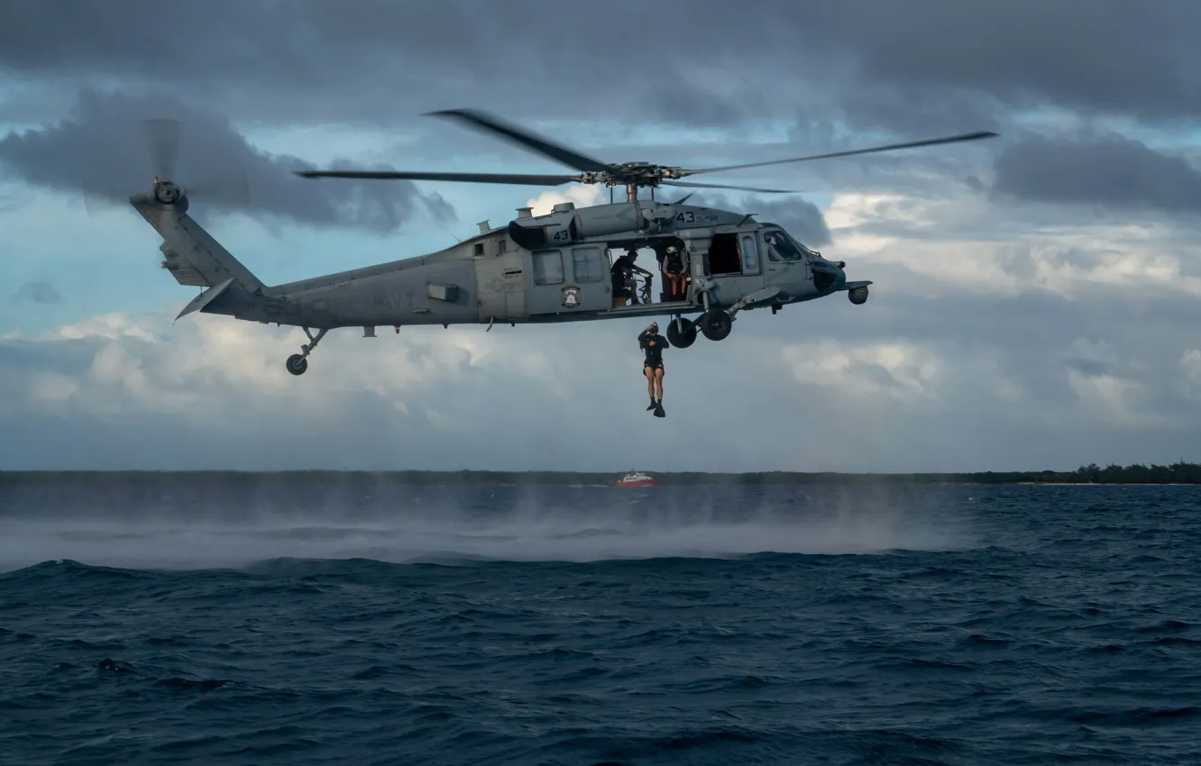 Photo wallpaper helicopter, GUAM, Multi-purpose helicopter, Helicopter Naval Combat Squadron, Guam, HSC-23, Search and rescue exercises, MH-60S …