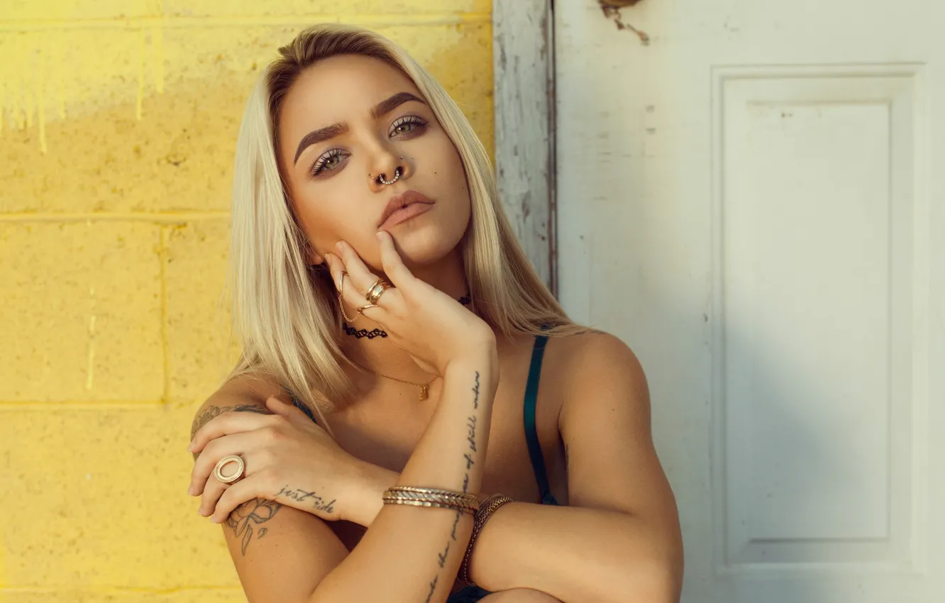 Photo wallpaper model, tattoo, blonde