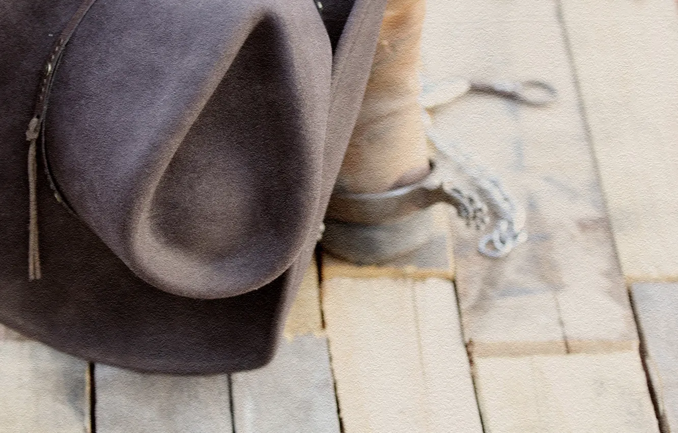 Photo wallpaper hat, cowboy, boards