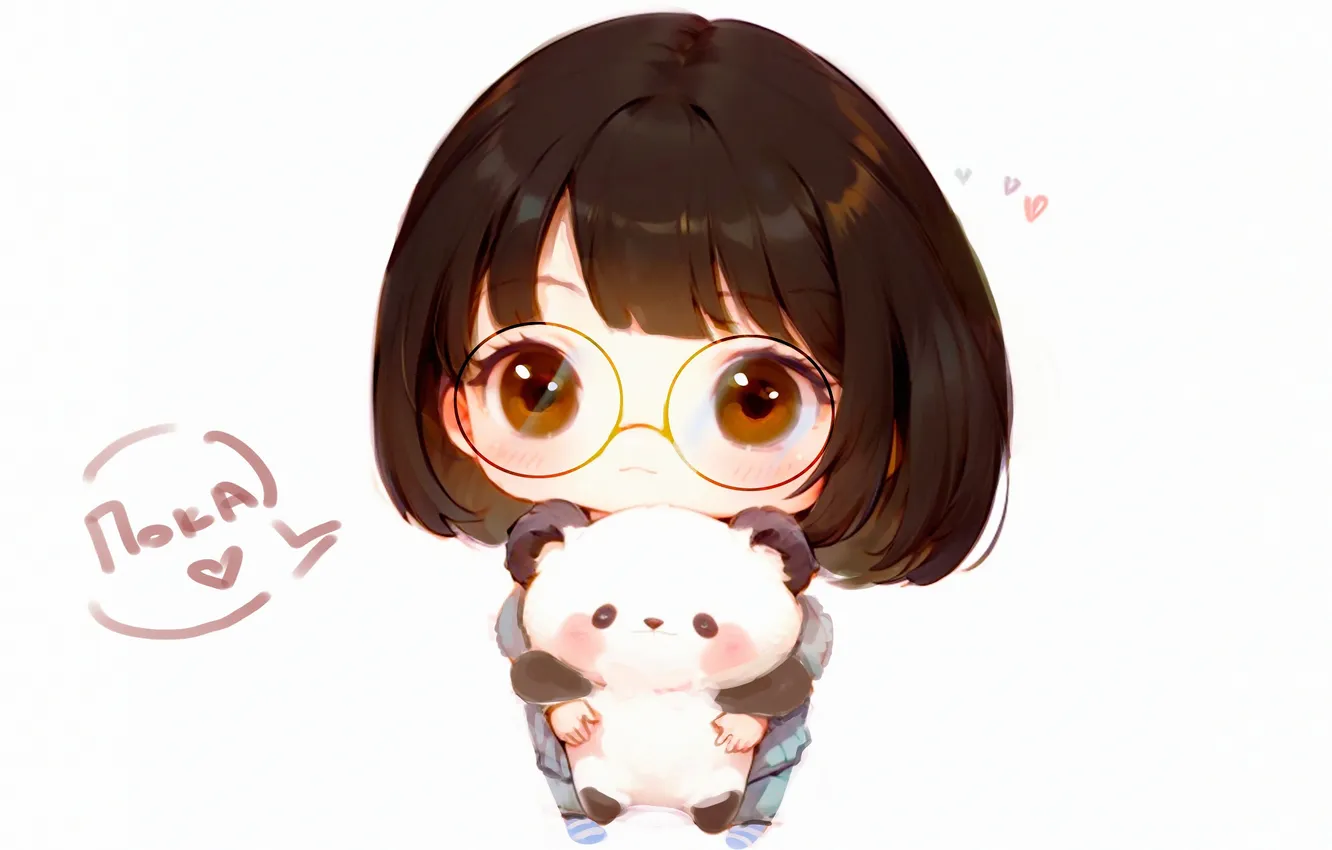 Photo wallpaper toy, glasses, bear, Panda, girl, from panda, by Panda