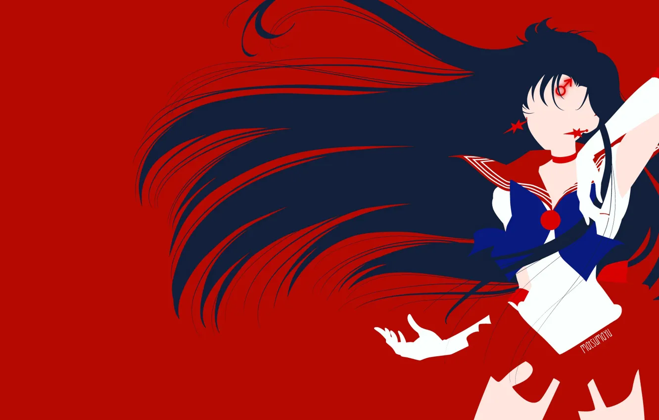 Photo wallpaper girl, minimalism, red background, Sailor Moon