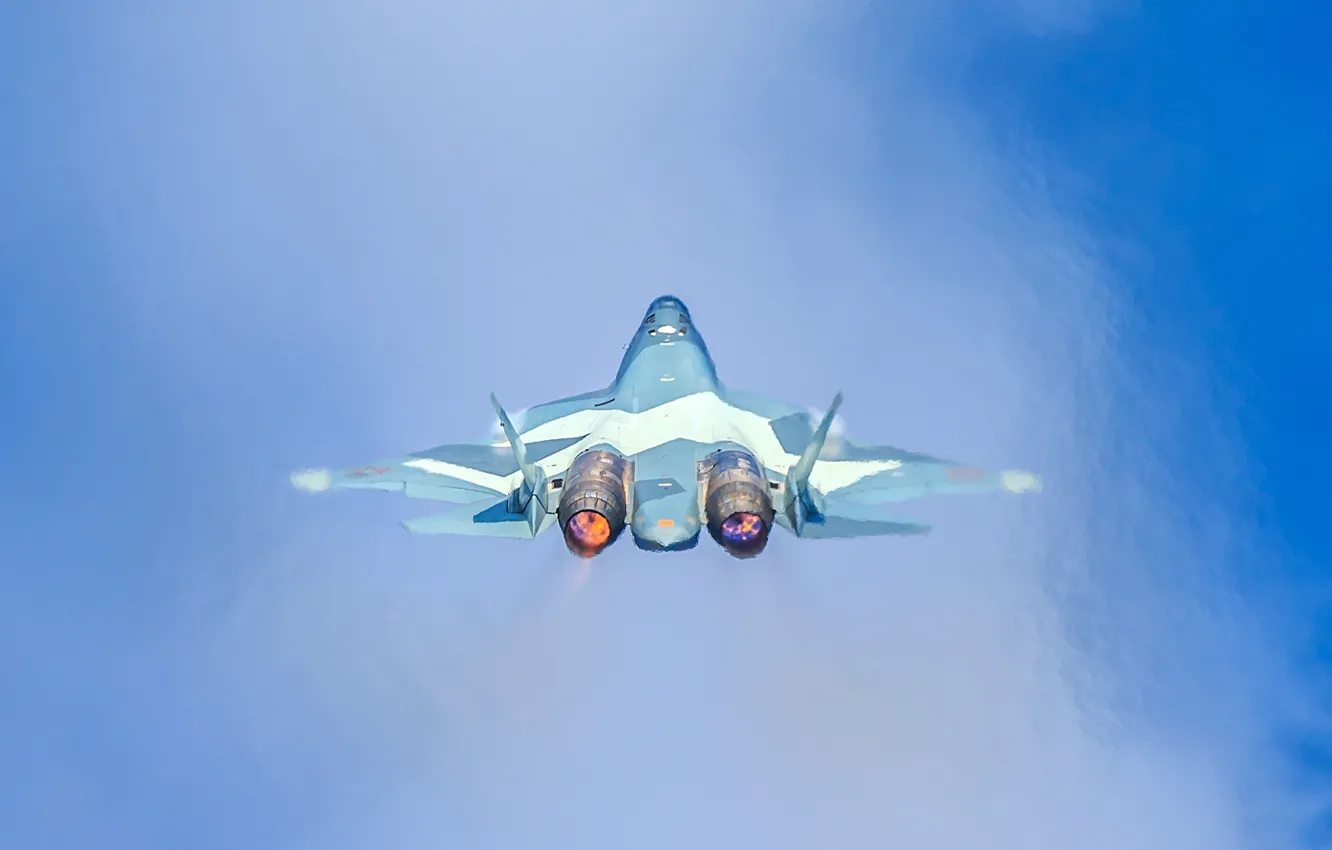 Photo wallpaper the sky, flight, fighter, T-50, multipurpose