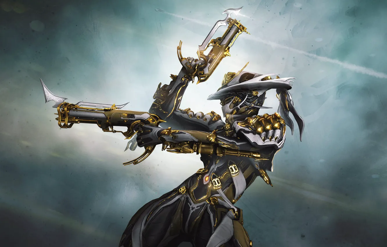 Photo wallpaper gun, weapons, cyborg, Warframe