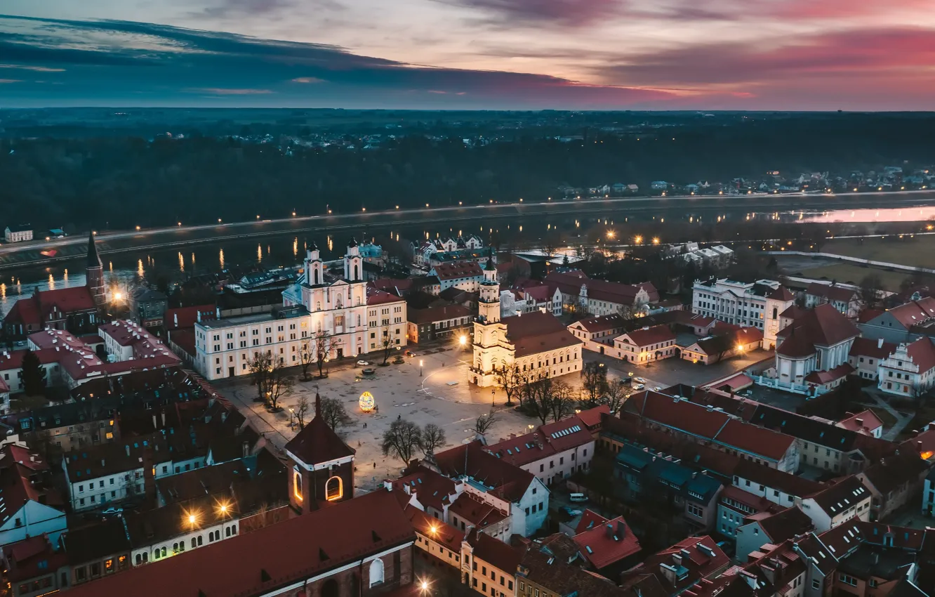 Photo wallpaper sunset, Lithuania, Kaunas