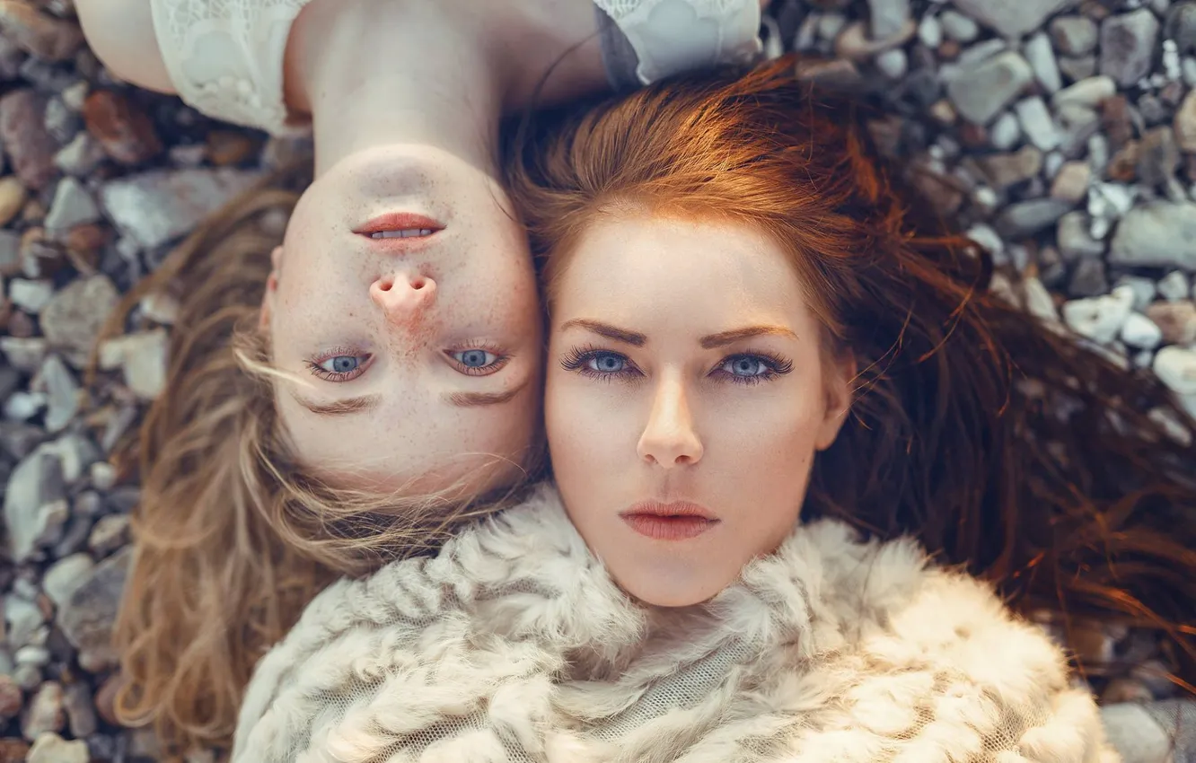 Photo wallpaper eyes, girls, blue, freckles, red, brown hair
