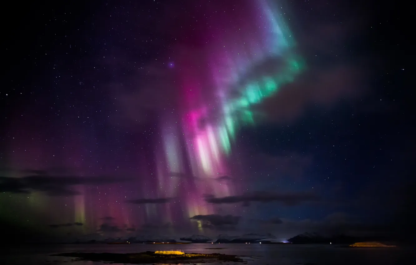 Photo wallpaper the sky, stars, night, Northern lights