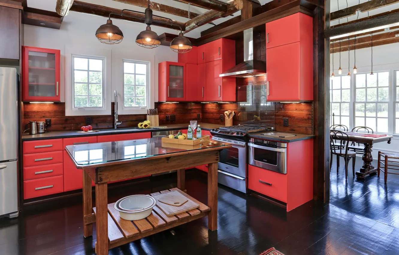 Photo wallpaper design, style, Villa, interior, kitchen, dining room