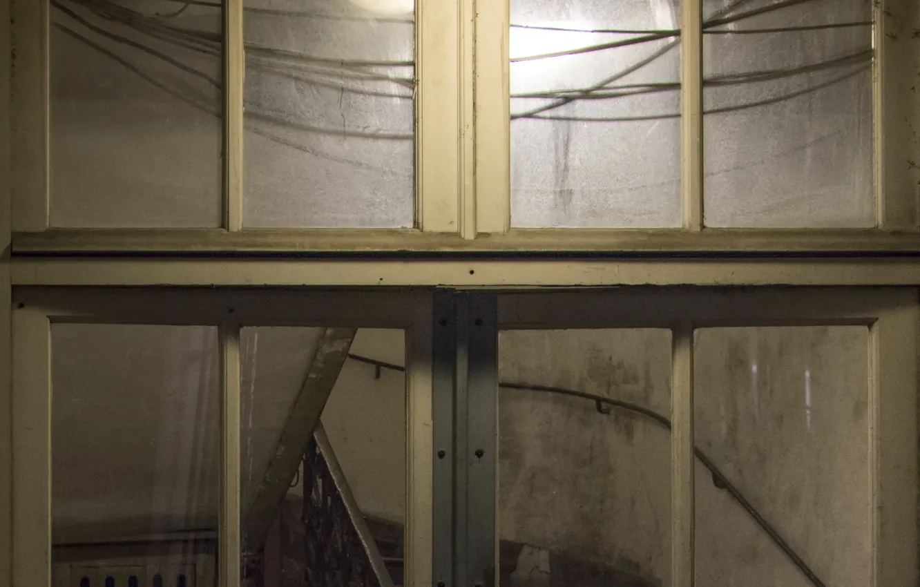 Photo wallpaper night, the door, window, old