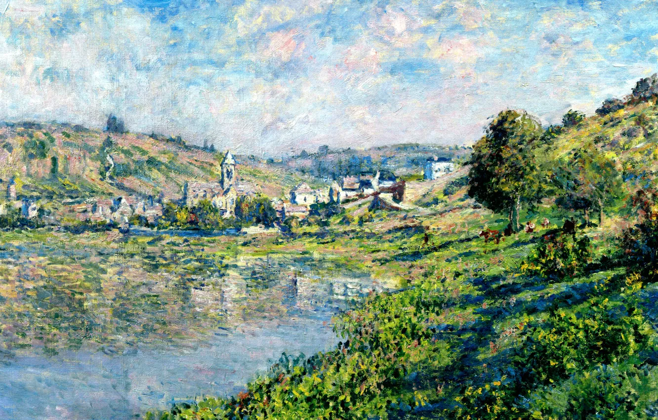 Photo wallpaper trees, landscape, picture, Claude Monet, Vétheuil