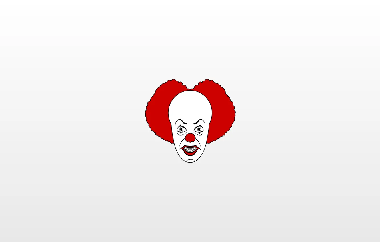 Photo wallpaper white, red, minimalism, clown, art, Stephen king, Pennyways, It