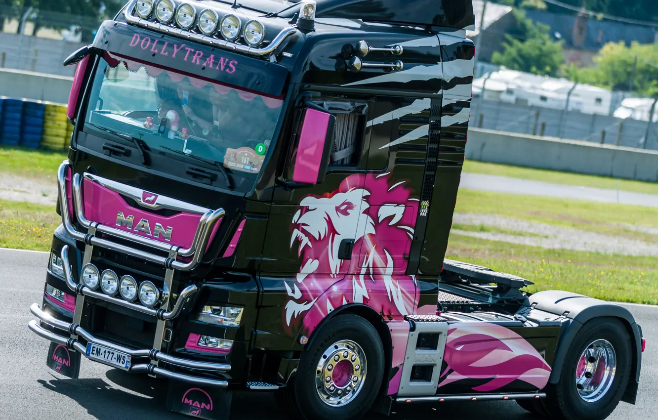 Photo wallpaper black, Truck, black, man, truck, tractor, MAN