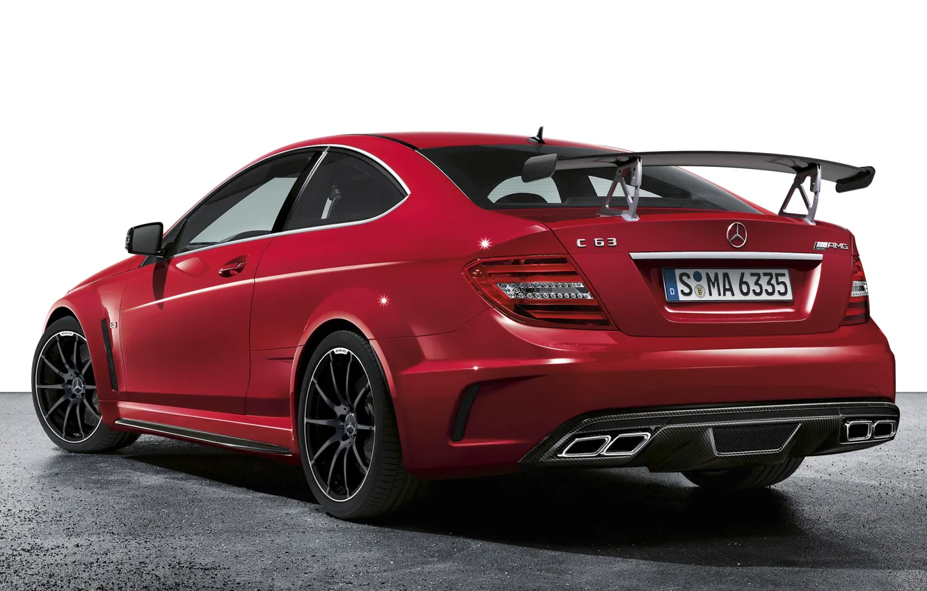 Photo wallpaper red, supercar, spoiler, mercedes-benz, Mercedes, rear view, coupe, amg