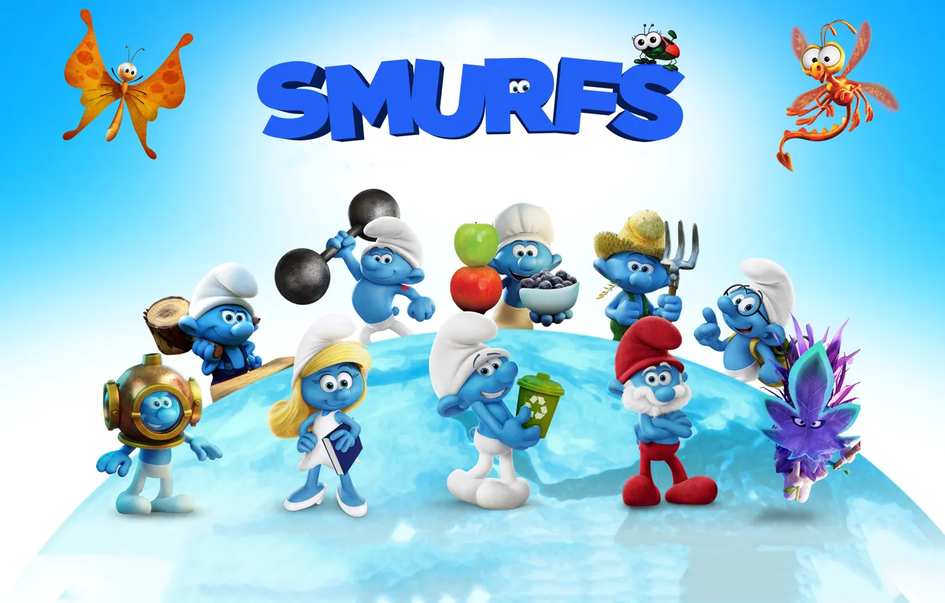 Photo wallpaper cinema, movie, film, animated film, animated movie, Smurfs The Lost Village